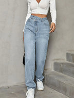 Asymmetrical Waist Straight Leg Jeans - Piña Colada