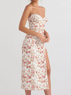 Floral Print Sweetheart Neck Cami Dress - Piña Colada