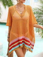 Crochet V-Neck Cover-Up Dress - Piña Colada