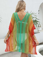 Rainbow Gradient Crochet Beach Cover Up - Piña Colada