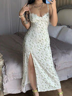 Floral Print Sweetheart Neck Cami Dress - Piña Colada