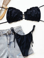 Frill Trill Halter Neck Bikini Set - Piña Colada