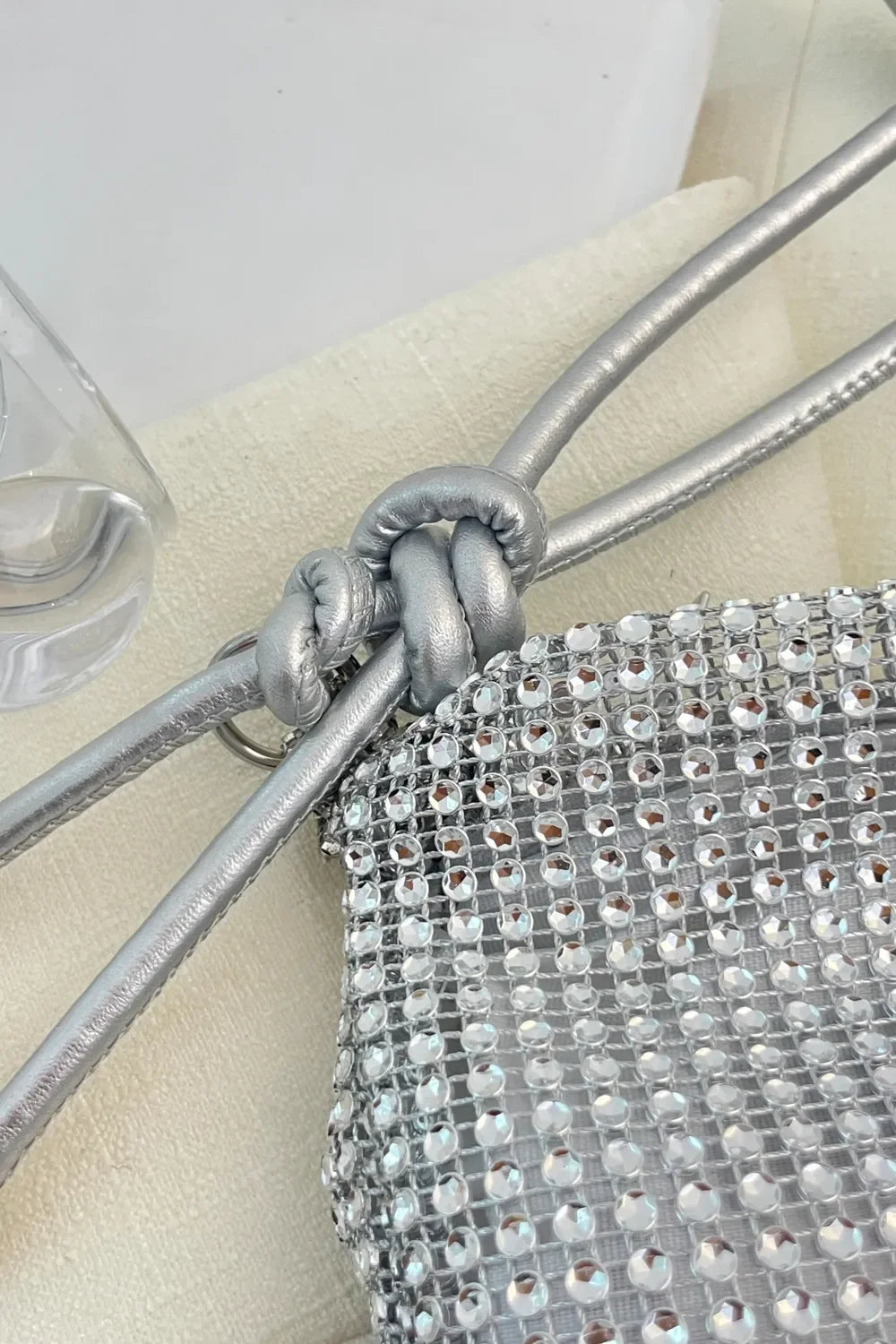 Rhinestone Knotted Strap Crossbody Bag - Piña Colada