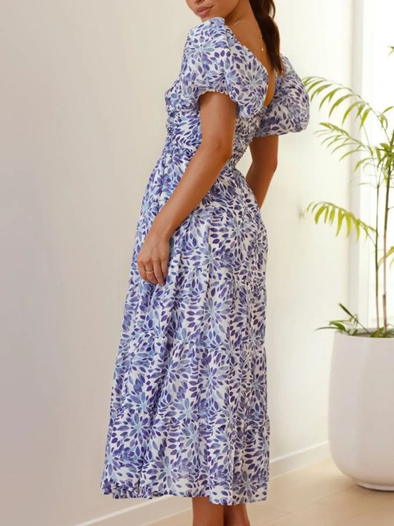 Off-Shoulder Floral Tiered Dress with Ruffle Details - Piña Colada