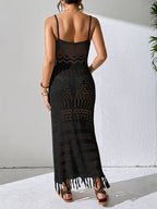 Openwork Scoop Neck Cover-Up Dress - Piña Colada