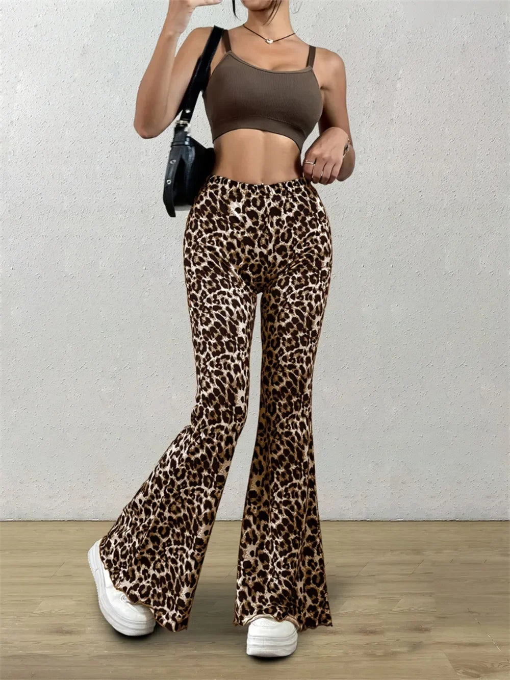 Leopard Flare Pants - Piña Colada