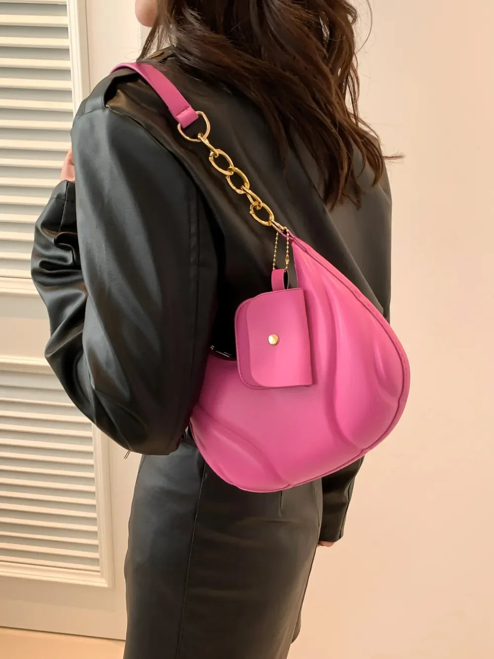 PU Leather Shoulder Bag with EarPods Bag - Piña Colada