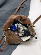 PU Leather Woven Crossbody Bag - Piña Colada