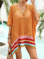 Crochet V-Neck Cover-Up Dress - Piña Colada