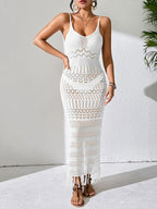 Openwork Scoop Neck Cover-Up Dress - Piña Colada