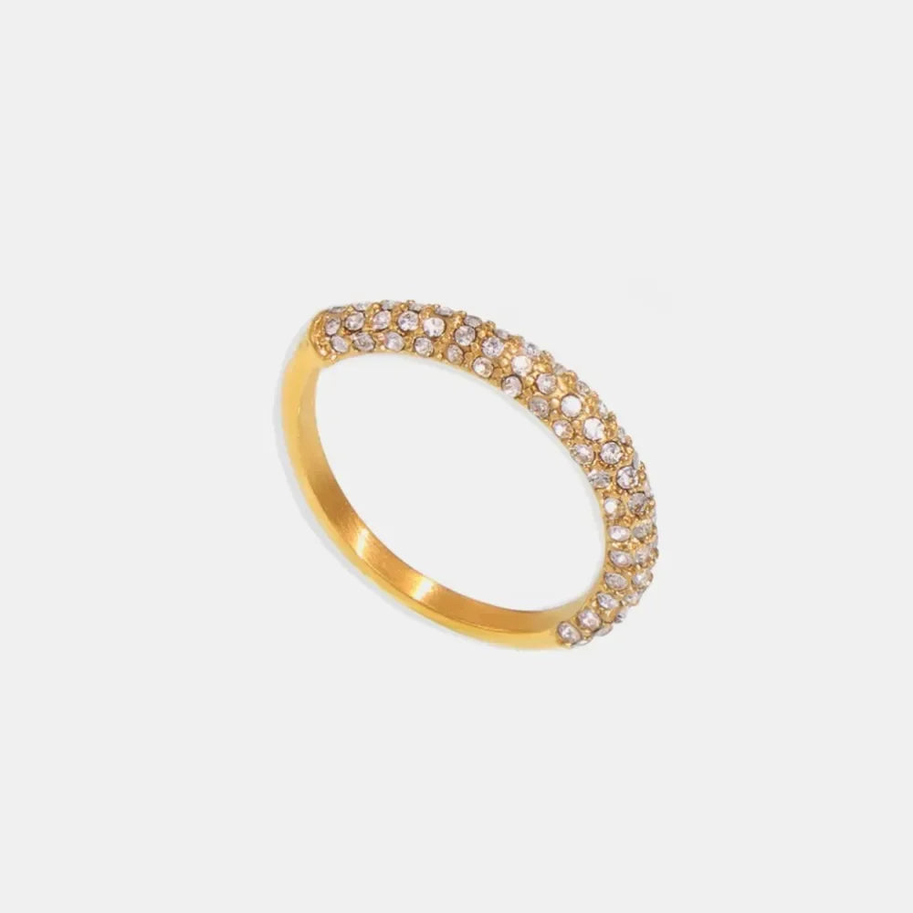 18K Gold-Plated Inlaid Zircon Ring - Piña Colada