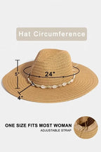Fame Shell Beaded Wide Brim Straw Hat - Piña Colada
