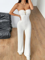 Sweetheart Neck Wide Leg Tube Jumpsuit - Piña Colada