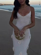 Flower Maxi Sweater Cami Dress - Piña Colada