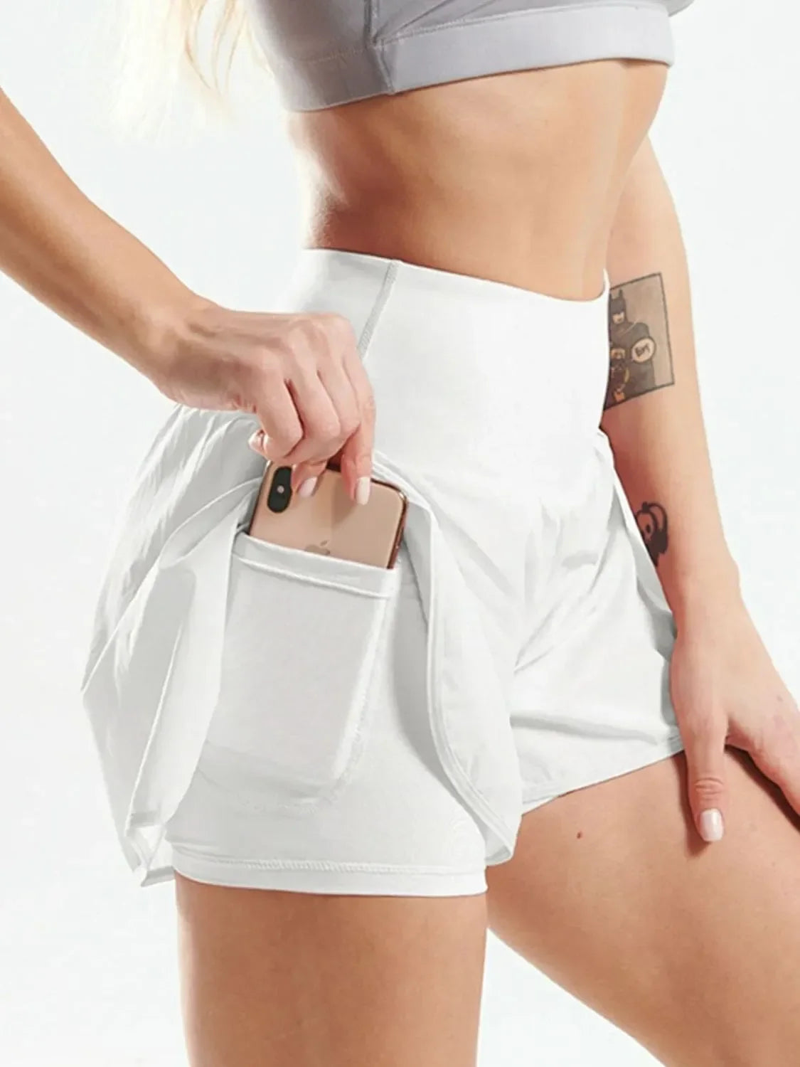Pocketed High Waist Active Shorts - Piña Colada