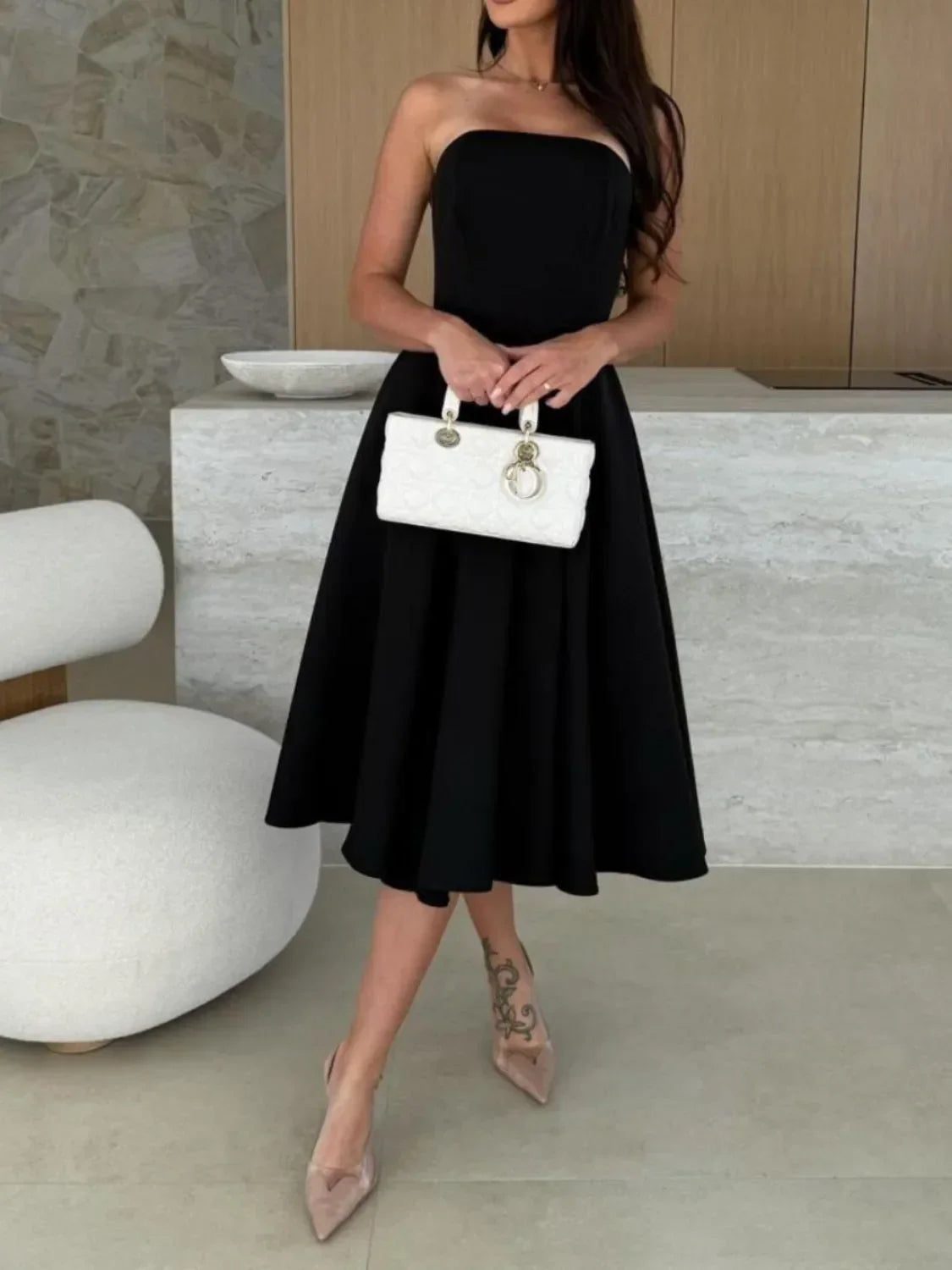 Solid Color Tube Midi Dress - Piña Colada