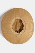 Fame Shell Beaded Wide Brim Straw Hat - Piña Colada