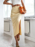 Slit Elastic Waist Skirt - Piña Colada