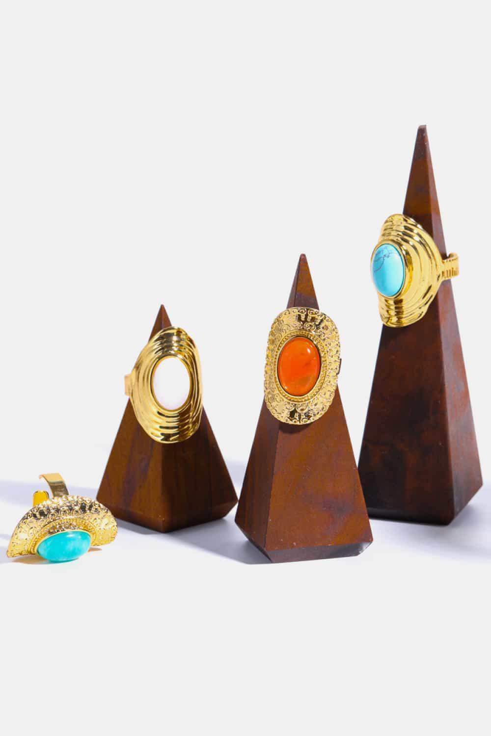 Natural Stone Copper Ring - Piña Colada
