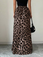Leopard Print High-Waisted Maxi Skirt - Piña Colada
