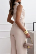 Surplice Sleeveless Wide Leg Jumpsuit - Piña Colada