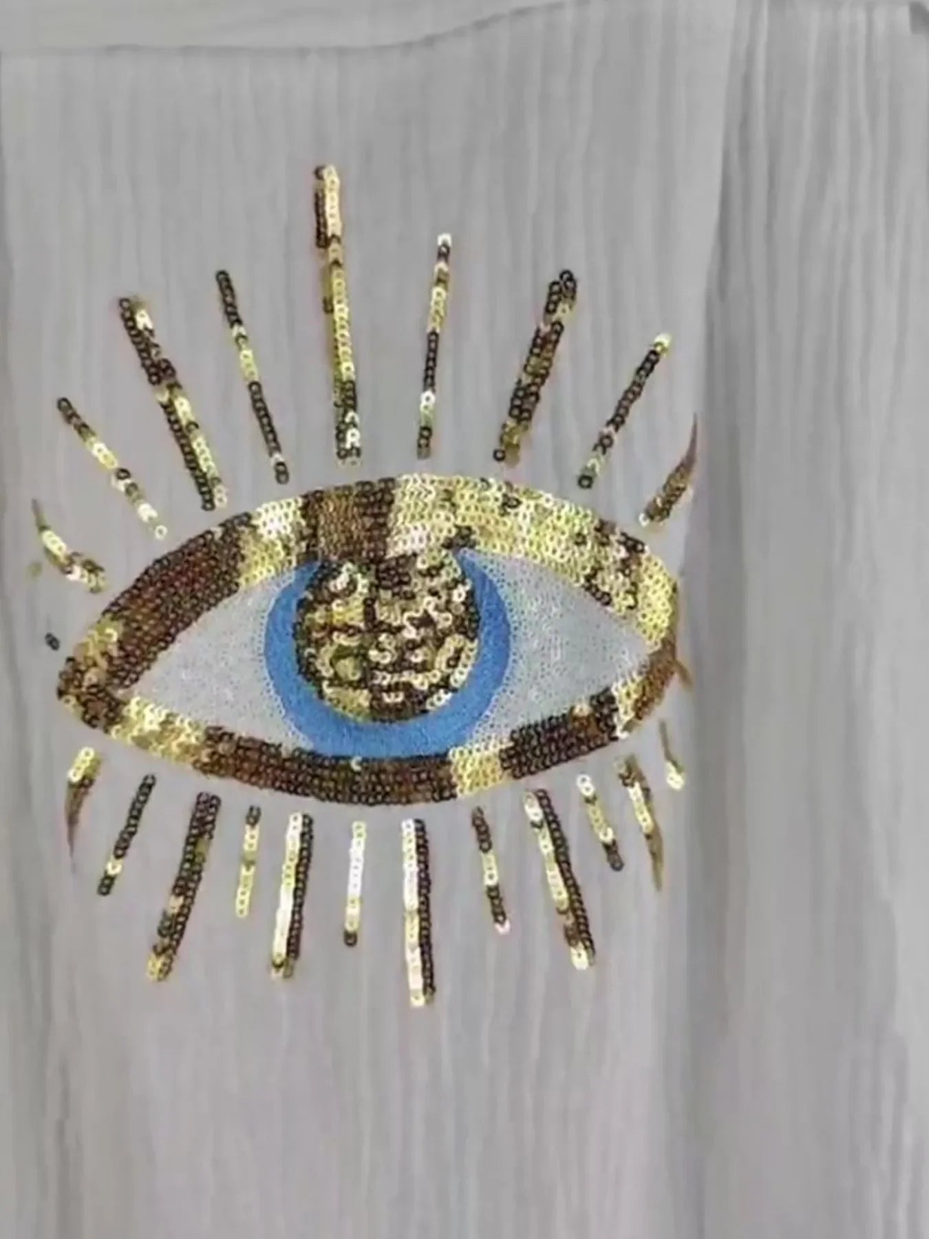 Evil Eye Embroidered Oversized Shirt - Piña Colada
