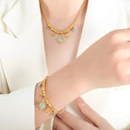 Gold-Plated Titanium Steel Charm Bracelet - Piña Colada