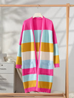 Color Block Open Front Cardigan - Piña Colada