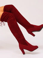 Suede Over-The-Knee High Heel Boots - Piña Colada