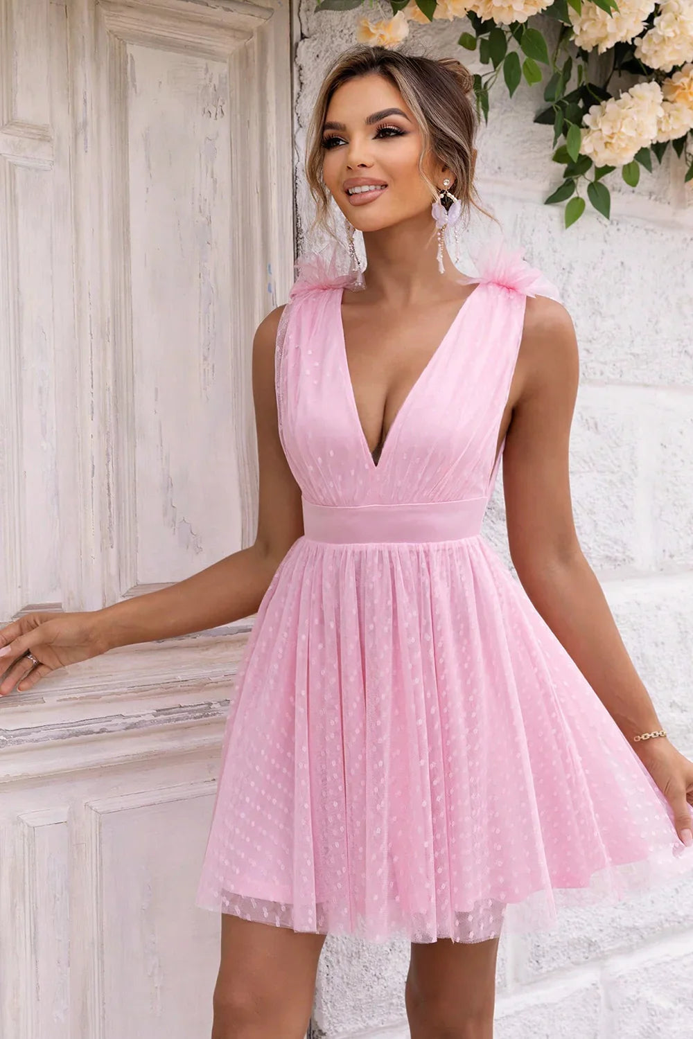 Open Back Sleeveless Mesh Dress - Piña Colada