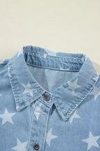 Star Collared Neck Denim Jacket - Piña Colada