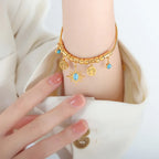 Gold-Plated Titanium Steel Charm Bracelet - Piña Colada