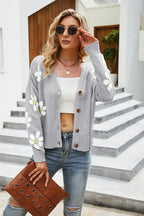 Flower Pattern Button Front Cardigan - Piña Colada