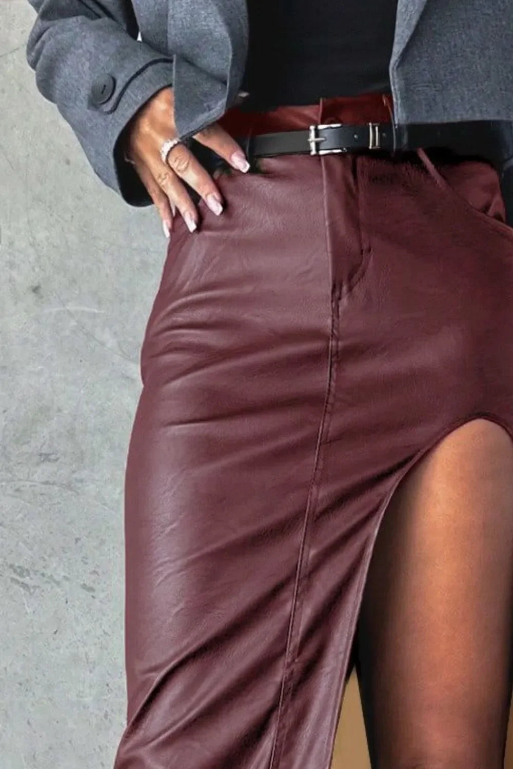 Slit Midi Skirt with Pockets - Piña Colada