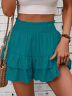 Ruffle Layered High Waist Casual Skort - Piña Colada