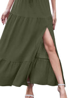 Full Size Slit Maxi Skirt Plus Size - Piña Colada