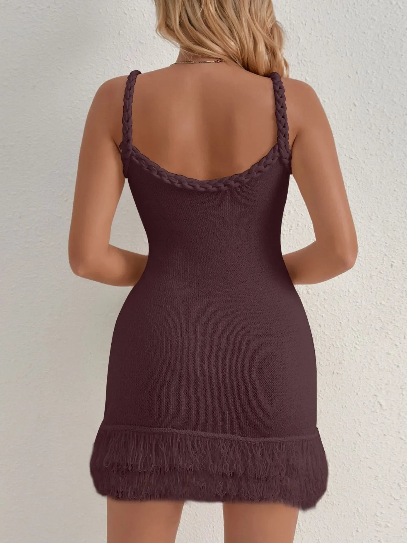 Fringe Hem Knit Cami Dress - Piña Colada