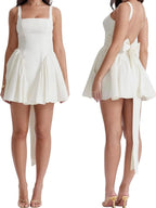 Backless Square Neck Mini Dress - Piña Colada