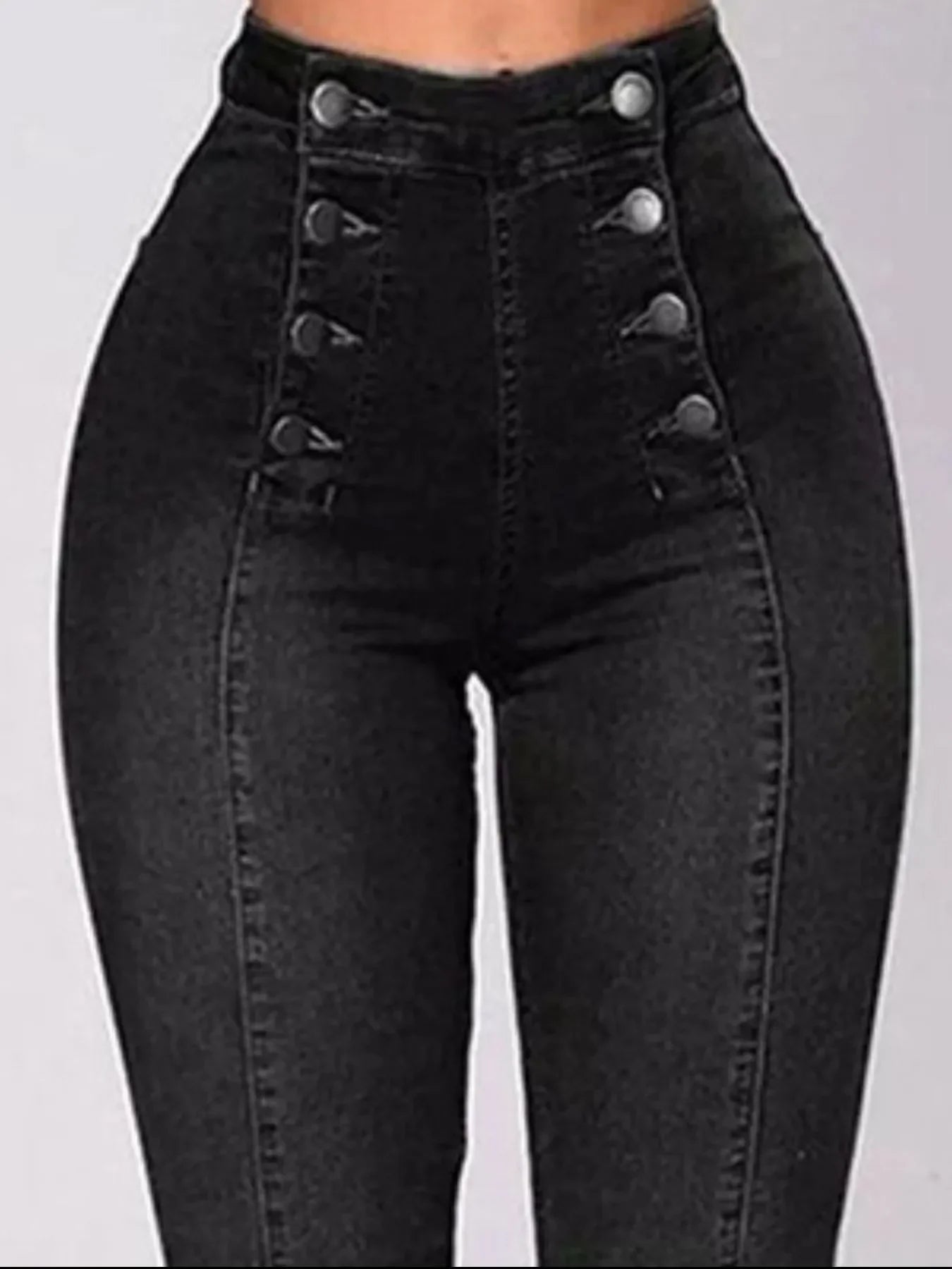 Full Size High-Waisted Double-Breasted Skinny Jeans Plus Size - Piña Colada