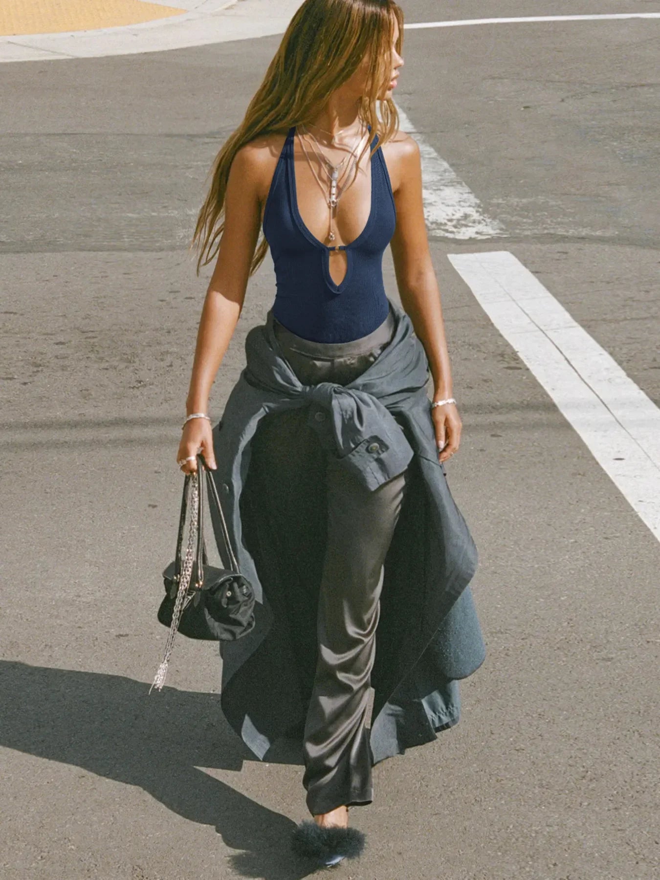 Cutout Ribbed Tank Top - Piña Colada