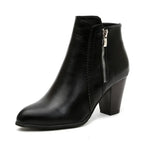 PU Leather Block Heel Boots - Piña Colada