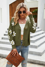 Flower Pattern Button Front Cardigan - Piña Colada