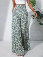 Printed High Waist Wide Leg Pants - Piña Colada