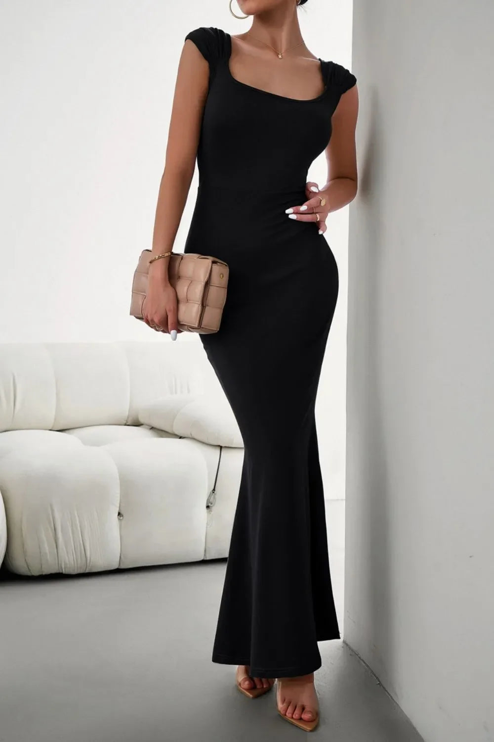 Devine Cap Sleeve Scoop Neck Maxi Dress - Piña Colada