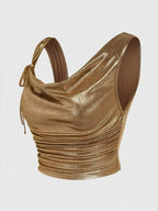 Ruched Tank with Side Tie Details - Piña Colada