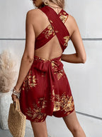 Crisscross Back Printed Romper - Piña Colada