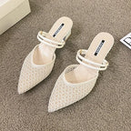 Point Toe Block Heel - Piña Colada