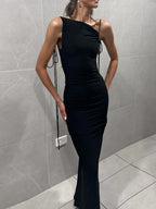 Backless Slit Sleeveless Bodycon Maxi Dress - Piña Colada