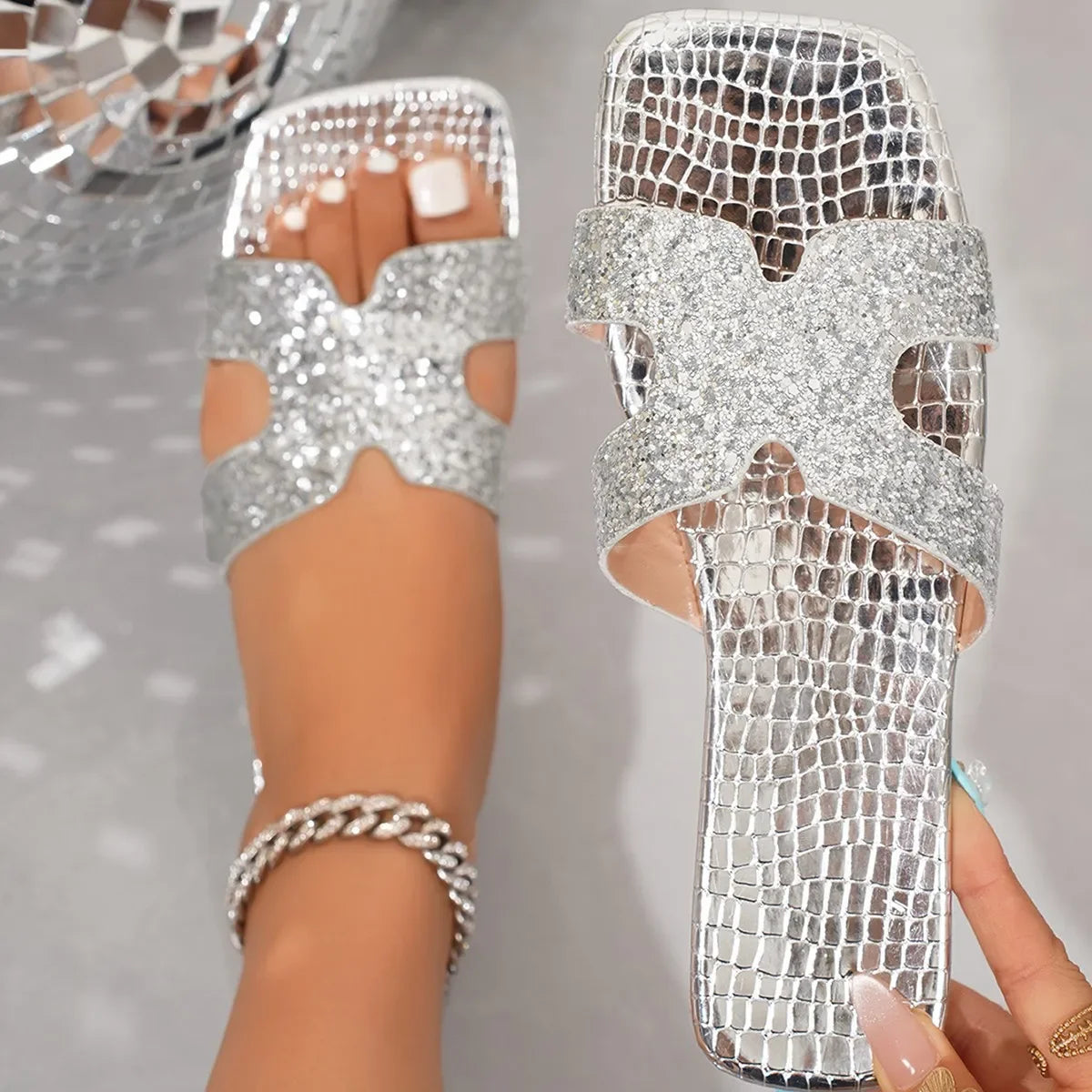 Open Toe Flats Sandals - Piña Colada