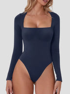 Square Neck Long Sleeve Bodysuit - Piña Colada
